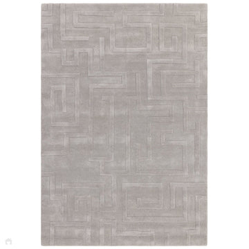 Maze Modern Geometric Hand-Carved Hi-Low Textured Wool Silver Rug-Asiatic Carpets-Rug Love - The Most Loved Rug Store